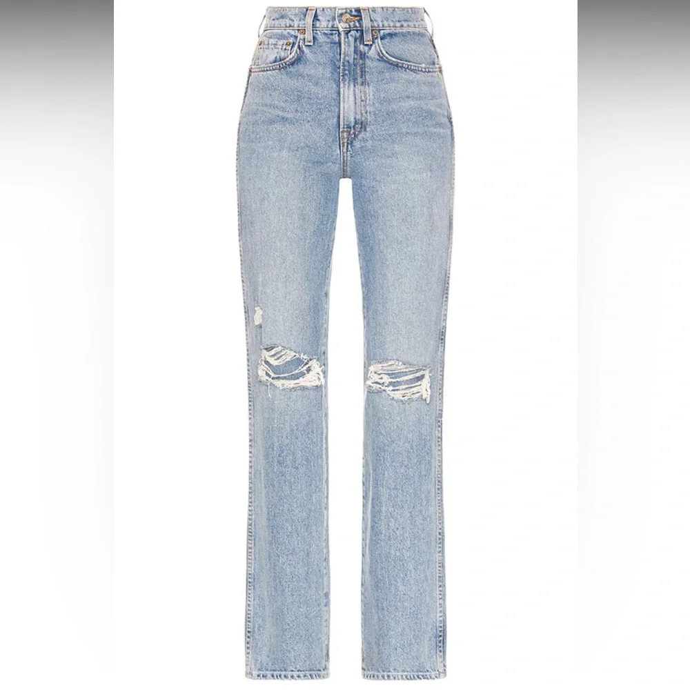 Sara Super High Rise Slim Straight Jeans in Red Rock - Picture 2 of 6
